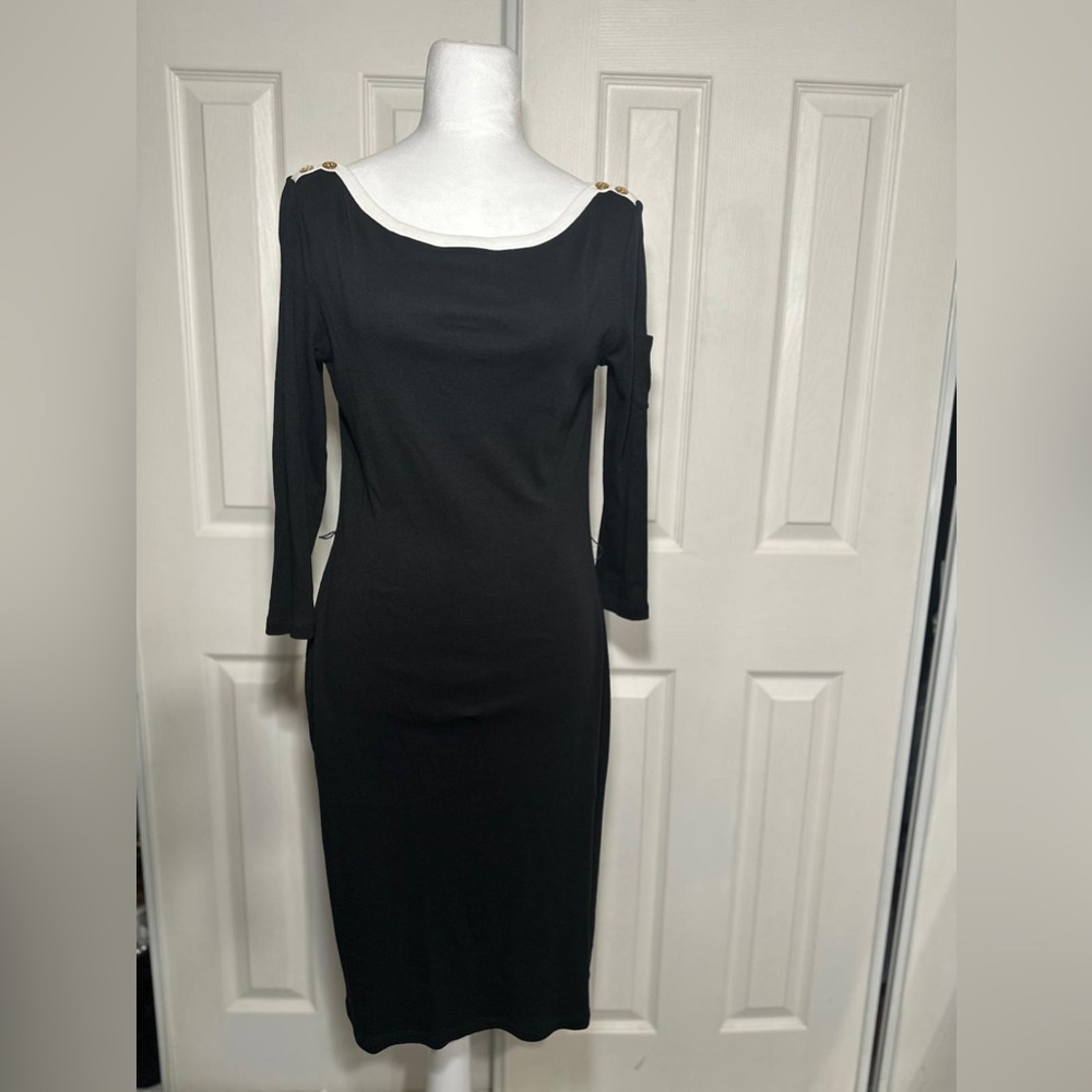 Retro 90s/Y2K Lauren Ralph Lauren Black Boatneck Dress Women’s Small - Picture 4 of 9